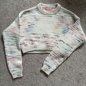 Multicolor Speckled Knit Cropped Sweater